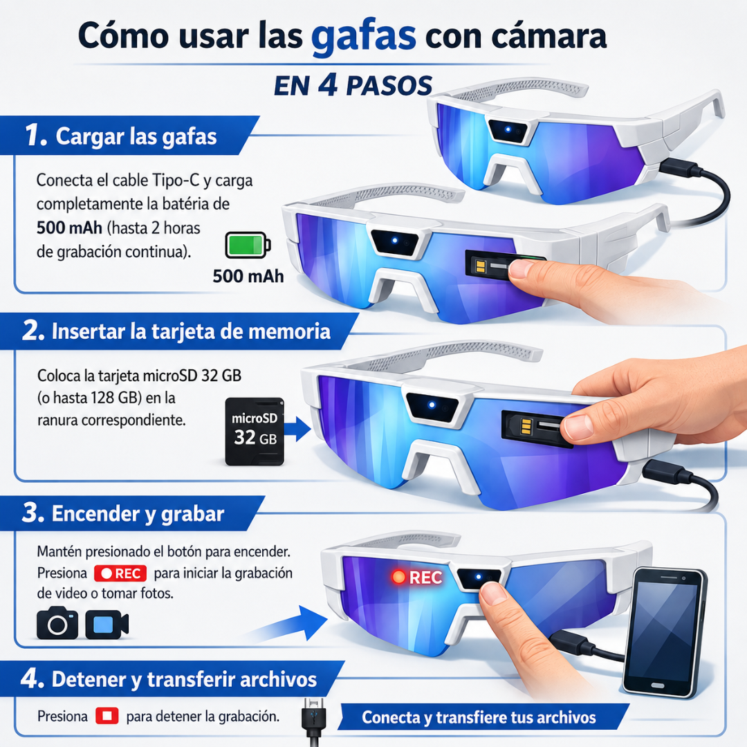 Gafas Deportivas con Cámara HD Integrada